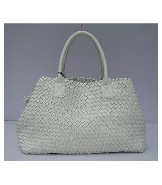 Bottega Veneta Papavero tessuto Cabas agnello borsetta in bianco